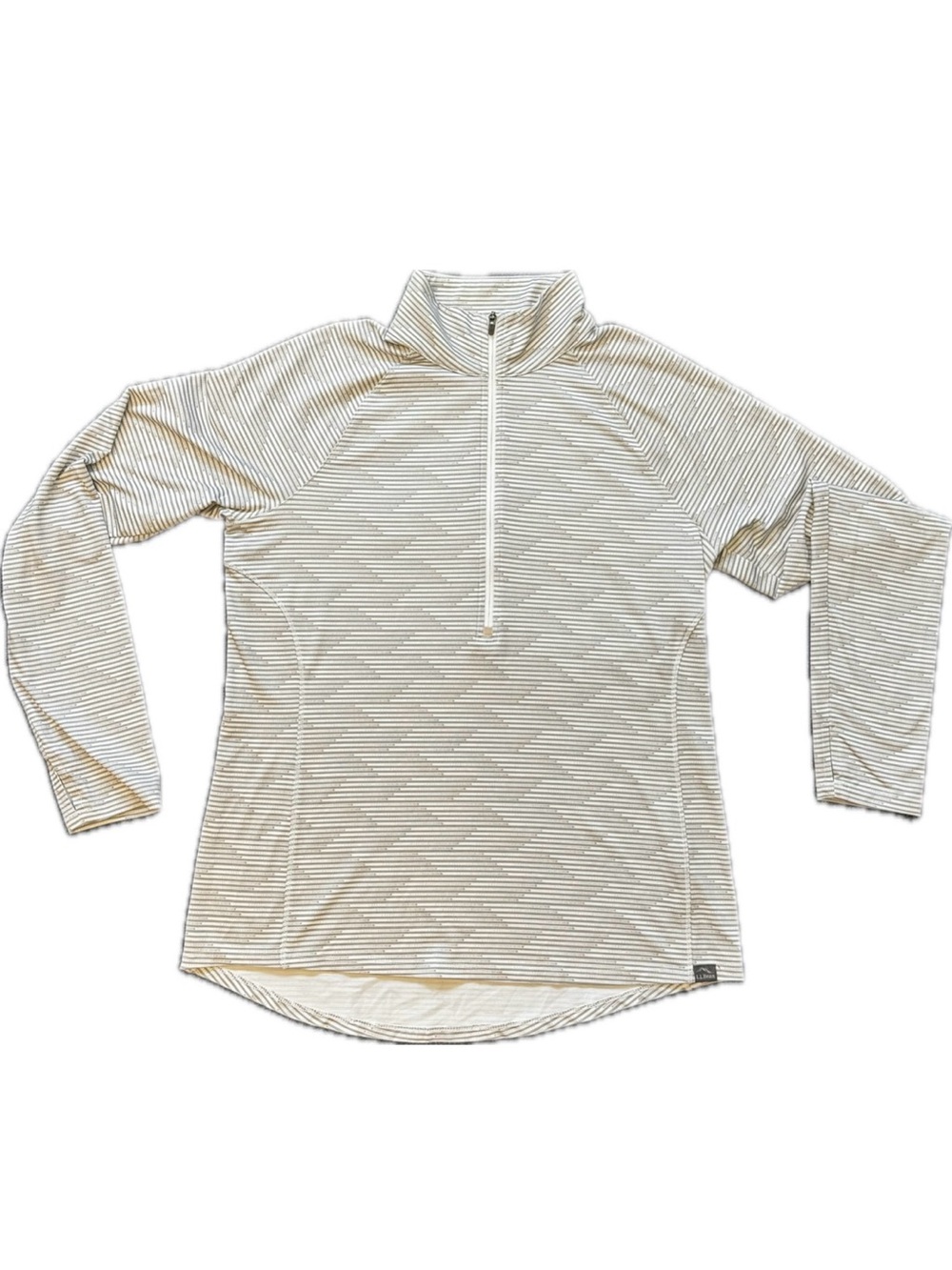 L.L. Bean Striped Quarter-Zip Active Pullover Top Gray White XS Athleisure
